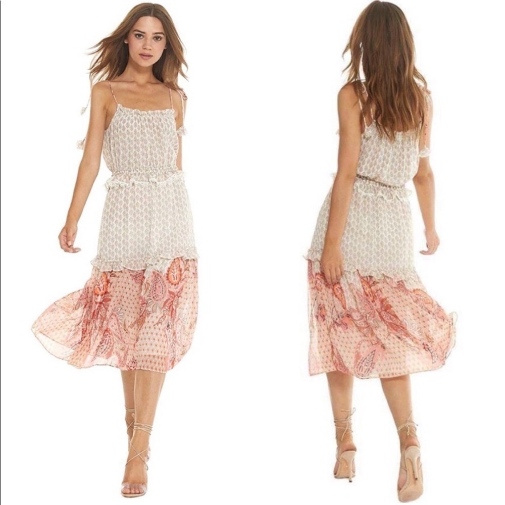 Misa Los Angeles Dionica Floral Midi Cottagecore Dress Size Large Nwt